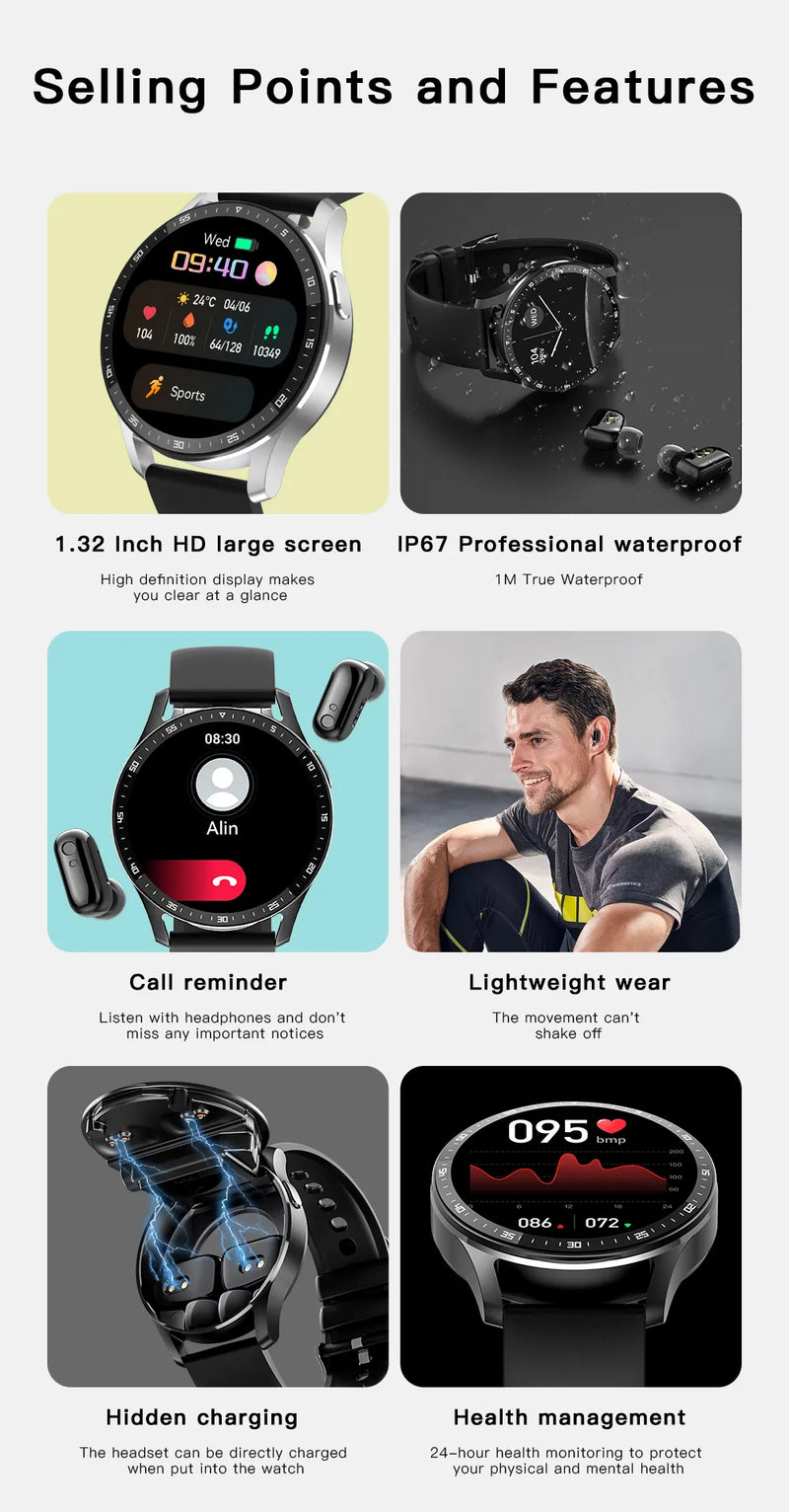 Relógio inteligente - smartwatch X7 2 em 1 com fones de ouvido tws bluetooth- monitor de frequência cardíaca - pressão arterial - oxímetro -  esportes - relógio fitness - APP Fitpro